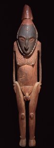Veistetty hahmo ja naamio, Papua-Uusi-Guinea, Oseania (monivärinen puu)